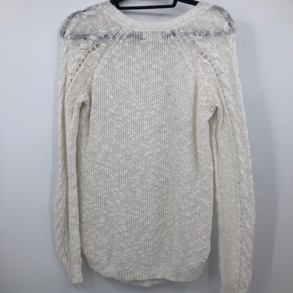 So Women’s cream net sweater longsleeve crewneck M - Picture 8 of 13